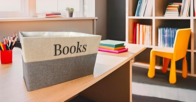 Book Storage Box with stylish design. Keep all of your Books in one easy space saving box. Great for for home storage or for classroom.