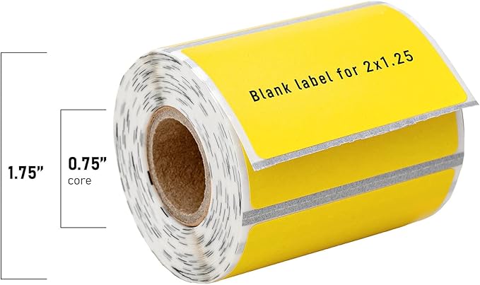 HOUSELABELS 2" x 1.25" Yellow Multipurpose Labels on 0.75" Core Compatible with Zebra and Rollo Printers, 75 Rolls / 280 Labels per Roll