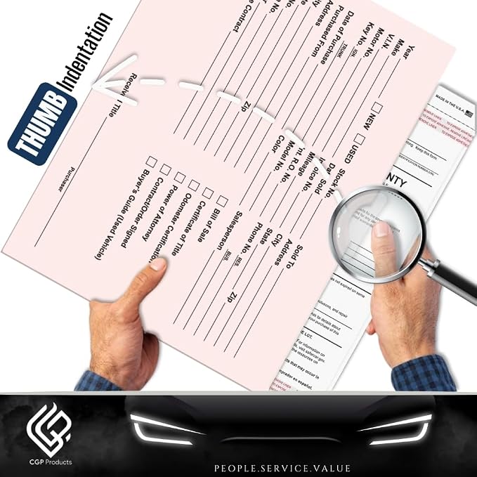 Printed Vehicle Deal Jackets Envelopes Folders for Auto Car Dealerships - 9x12 Size - Dealer Supplies - New and Used Cars - 100 Quantity (Pink)