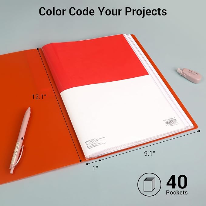 Kokuyo 40-Pocket Binder with Plastic Sleeves (Blue), A4 Art Portfolio Folder with Clear Sheet Protectors. 80 Pages of Presentation Display Book. Japan Import (CTRA-C40B)