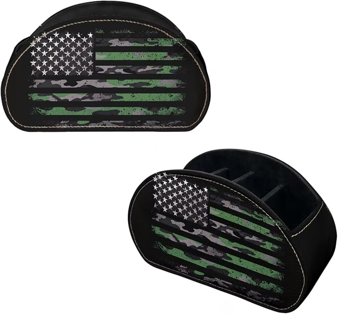American Camouflage TV Remote Holder with 5 Compartments, Office Desk Organizers Nightstand Organizers/Bedside Table Accessory, Storage for Controllers/Media Players