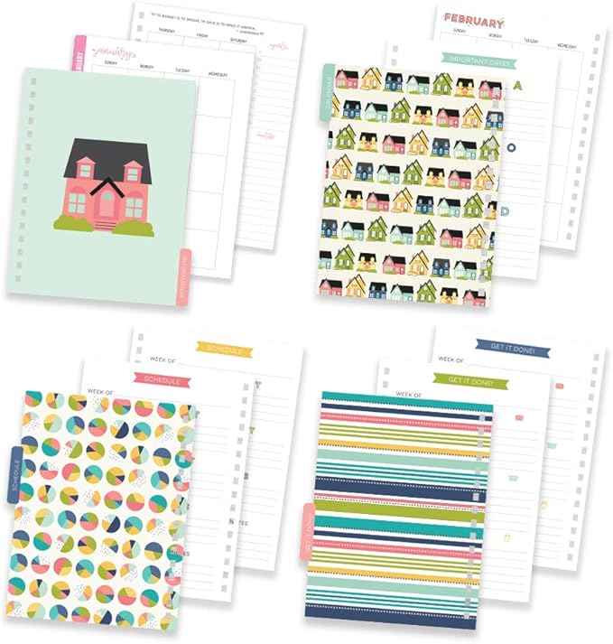 Pukka Pad, Carpe Diem Home Planner Spiral Bound Notebook with 6 Organizational Tabs and 2 Sticker Sheets – Features Appointment Calendars, Schedules, Meal & Grocery Plans, and To-Do Lists – 8.75 x 8in