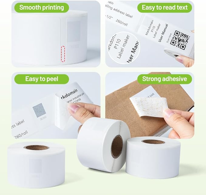 12 Rolls Compatible with Dymo 30321 (1-4/10" x 3-1/2") Address Label Refills for LabelWriter 400 450 Duo Twin Turbo 4XL Printer (36 x 89 mm, 260/Roll)