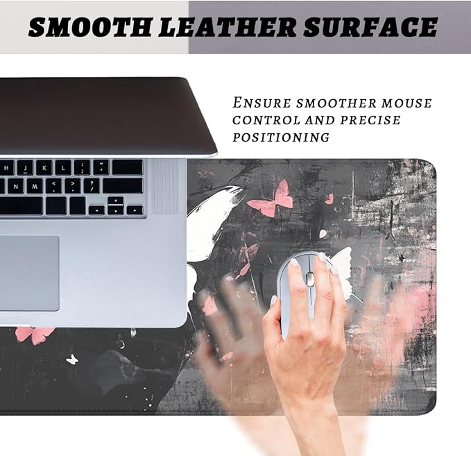 Gothic Aesthetic Gaming Mouse Pad Desk Pad White Butterfly Street Art XL Mousepad Large Mousepad Extended Laptop Keyboard Mat Gaming Desk Pad Office Computer Keyboard Laptop Home 31.5"x11.8"
