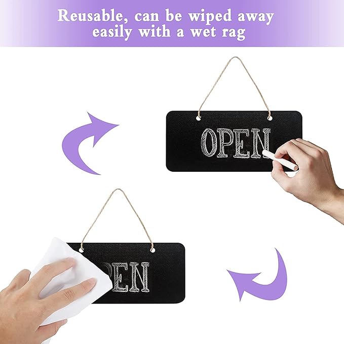 12 Rectangular Chalkboard Signs, Hanging Signs for Office, Welcome & Message Boards, 7x3 Inch Blanks