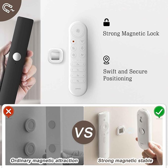 WALLFID 6-Pack Magnetic Remote Control Holder - Ultra-Slim, Wall Mount Organizer for Home, Office, and School, No Drilling Required, Versatile Storage Solution.(White)