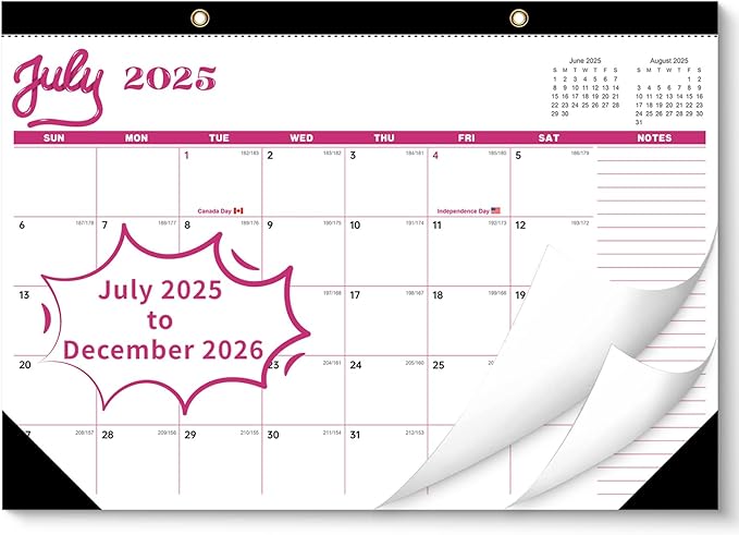 Desk Calendar 2026 , JXAVO Wall Calendar 2025-2026 Large Size 17" X 12" Covers July 2025 - December 2026, Pink Cute Desktop Monthly Calendar for Home Classroom School or Teacher Gifts & Office Supplies