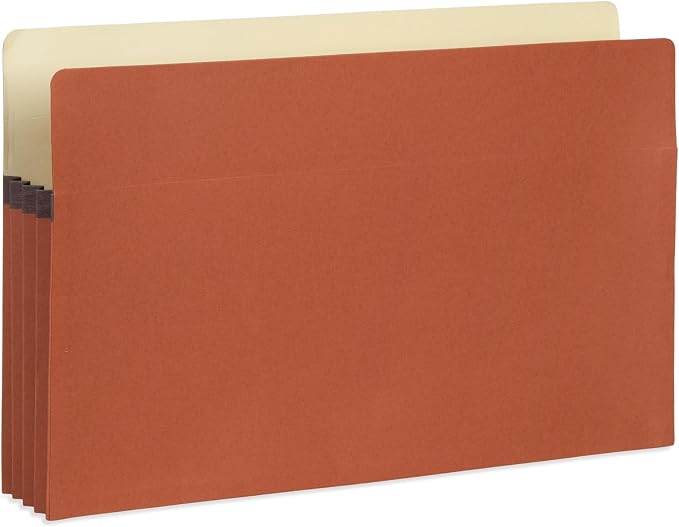 Blue Summit 10 Redwell Folders Legal Size, Brown Accordion File Folders, 3.5” Red Rope Expandable Pockets, Expanding Organizer