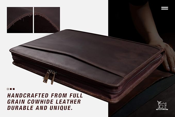 Personalized Leather Portfolio Padfolio for Men, Engraved Gifts for Father's Day for Husband from Wife, Customized Leather Gifts Present for Son/Dad, for Birthday, Dark Brown