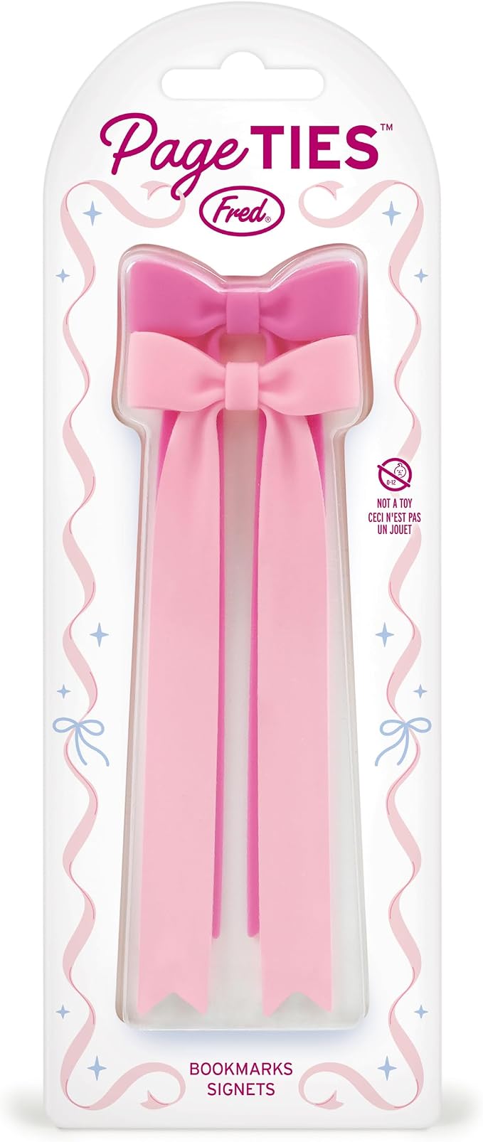 Genuine Fred Page Ties Bow Bookmarks, Set of Two, Pink, Flexible Silicone, Fun Stocking Stuffer, Gift for Book Lovers, Teachers, Back to School Coquette Aesthetic