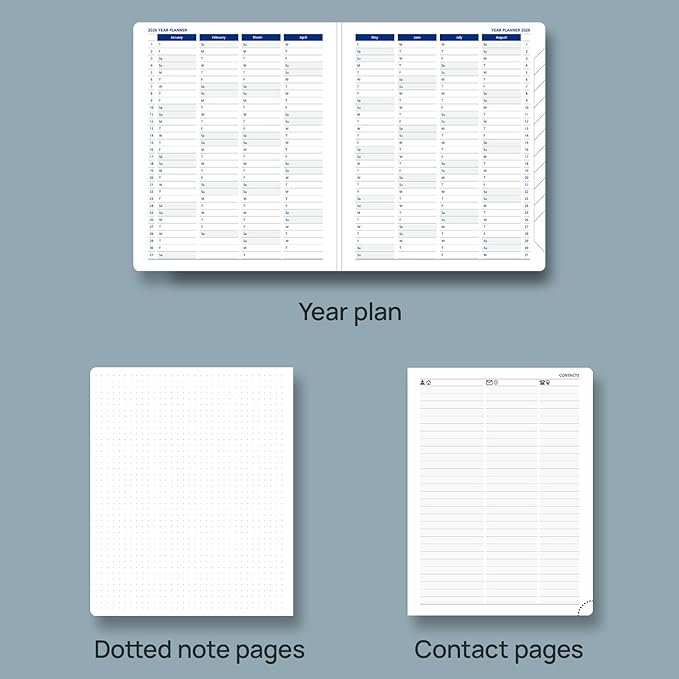 POPRUN 2026 Weekly Planner (Medium 7'' x 8.5''), 30-Minute Hourly Appointment Book (Jan 2026-Dec 2026) with Monthly Tabs, Inner Pockets, Pen Holder, PU Leather Softcover, 100GSM - Night Sky Navy Blue