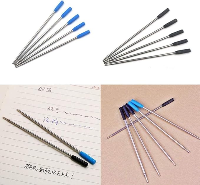 3 Pcs Wholesale Ballpoint Metal Pen Refill 1.0mm Length 11.6cm and Short Steel Blue Replacement V8B4 Re Pen Refill Black Ink, Ink Pen Refills Pens and Refills Writing for Correction Supplies