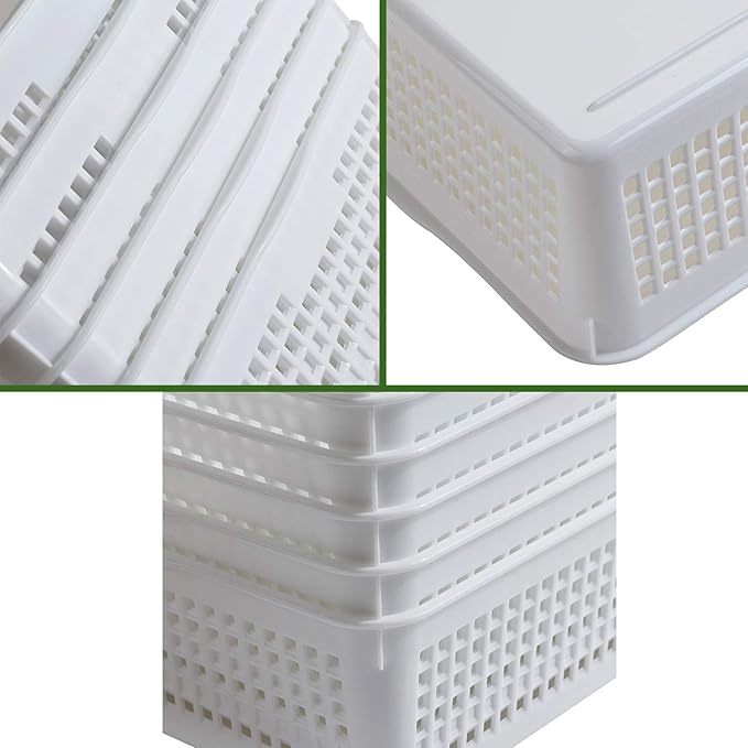 Aebeky A4 Size Plastic Paper Storage Trays,Desktop File Organizer Baskets,6-Packs (White)