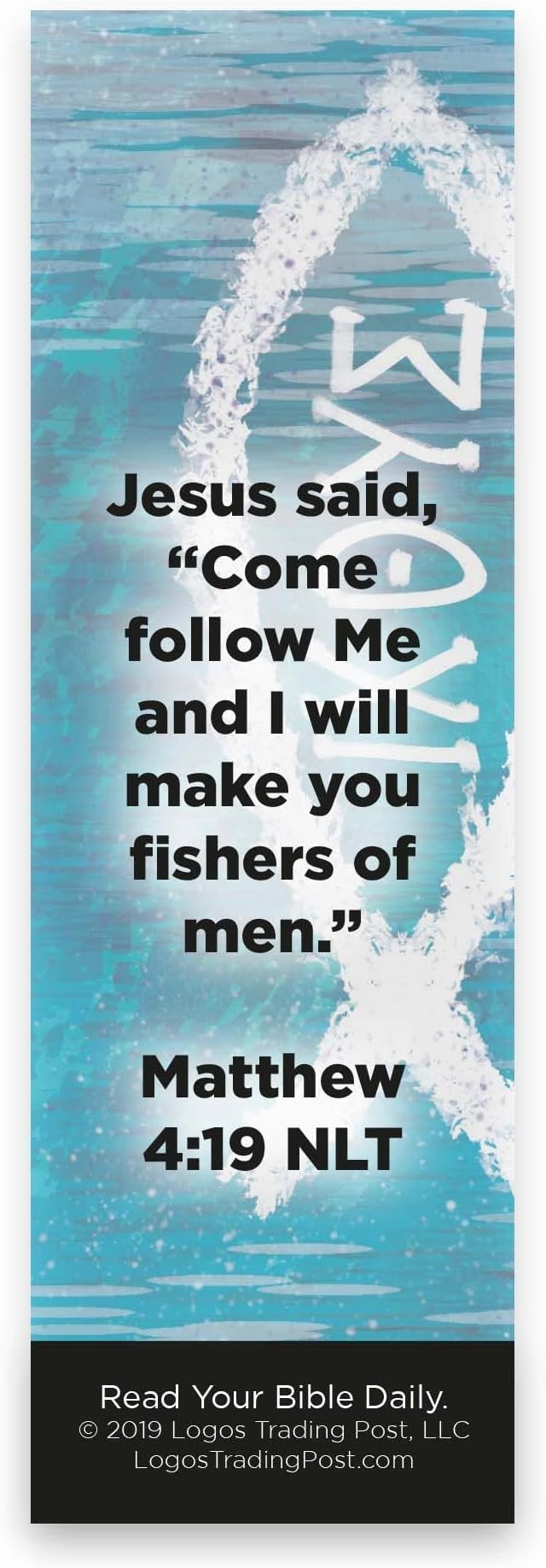 Ichthus Jesus Fish, Matthew 4:19, Bulk Pack of 25 Christian Bookmarks for Kids, Childrens Bible Verse Book Markers, Sunday School Prizes with Memory Verses, Scripture Gifts for Kids & Youth