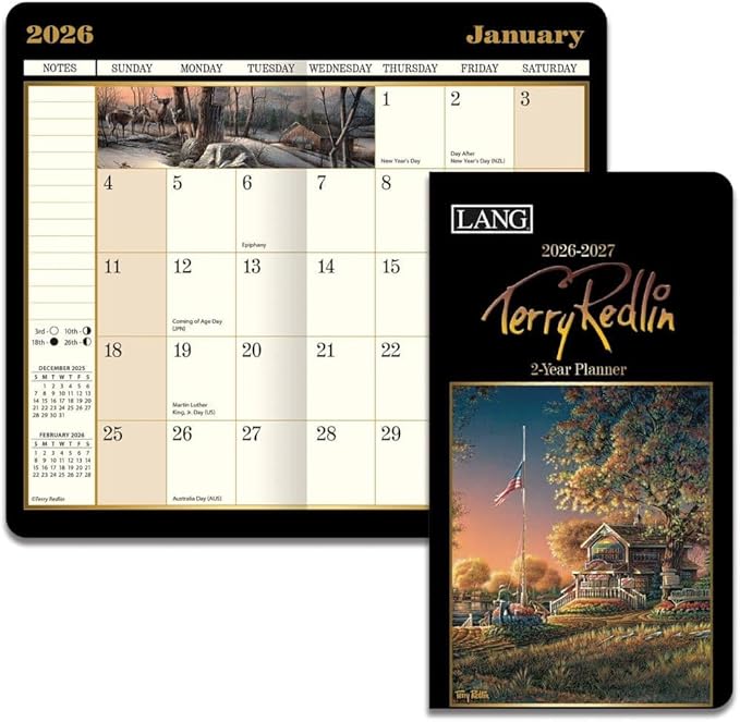 Lang, Terry Redlin 2 Year 2026 Pocket Planner, 3.63'' X 6.5'', Weekly Calendar with Stapled Binding