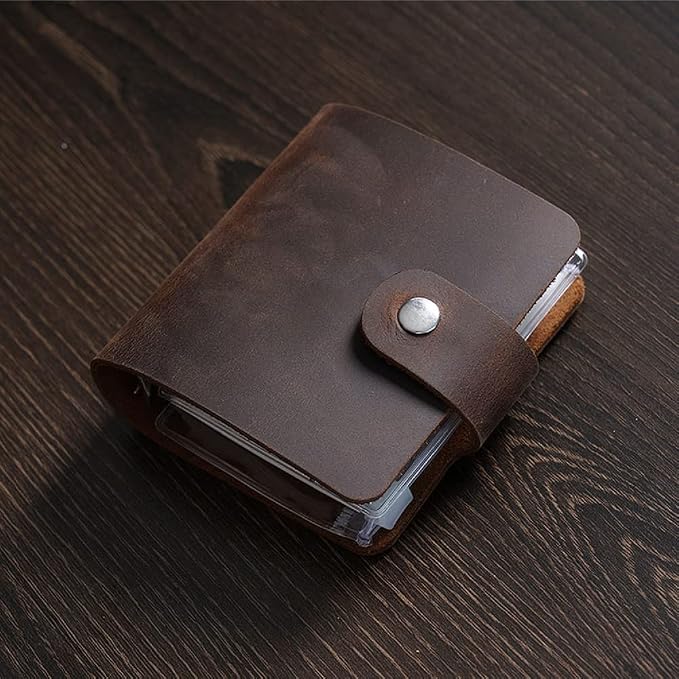 A9 Genuine Leather Journal, Coffee Handmade Leather Pocket Size Binder Planner, Mini Vintage Leather Planner, 120 Sheets Pages, Loose Leaf 3-Ring with Snap Button Closure (Coffee)