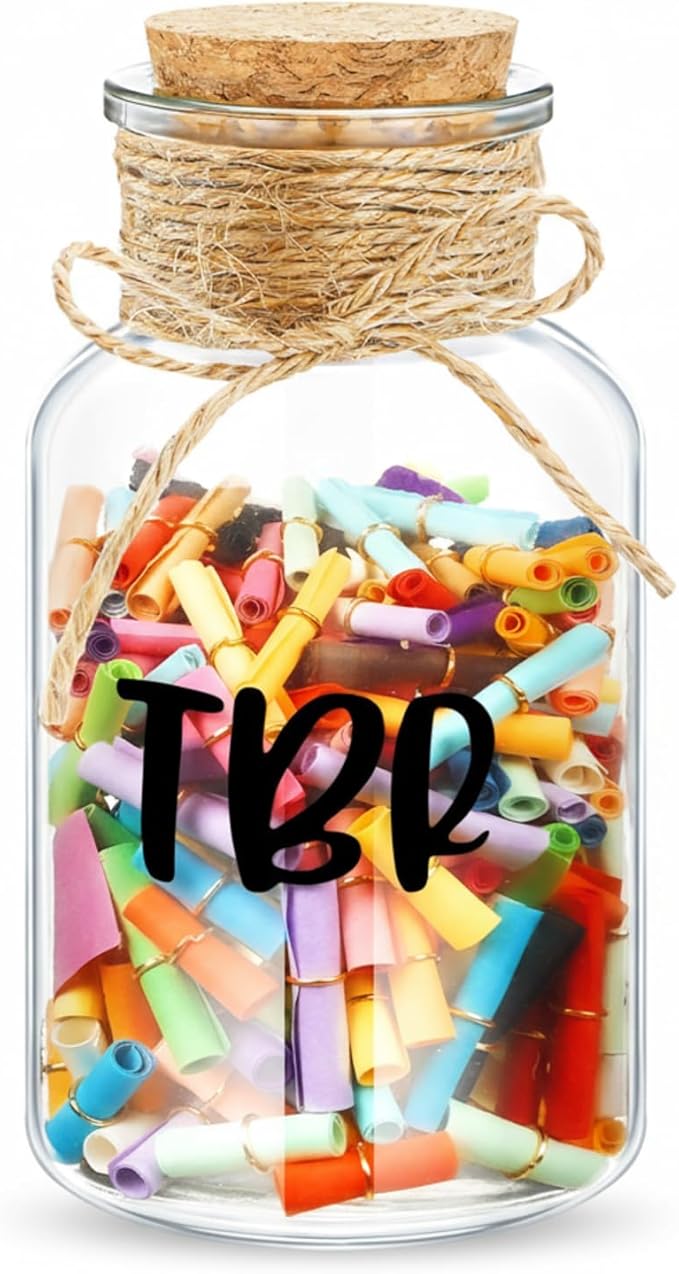 Tbr Jar Gift for Book Lover to Be Read List Jar with 300 Colorful Notes, Bookish Reading Accessories to Choose Your Next Book, Bookworm Gift for Club Members Graduation Teacher Student Reading Present