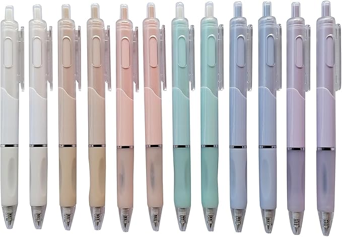 Gel Pens,0.38mm,Black Ink,12 Count,Cute Candy-colored Girl's Pens,Fine Point Smooth Writing Pens, Office School Supplies Gifts for Women
