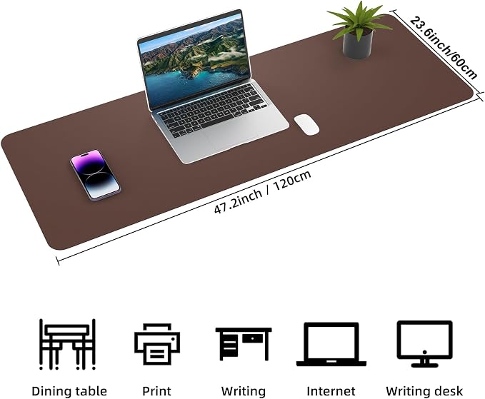 AFIING Cork Desk Mat 47" x 23.6", Dual-Sided Natural Cork & PU Leather Desk Pad, Non-Slip Waterproof Large Mouse Pad for Office, Home & Gaming (Coffee)