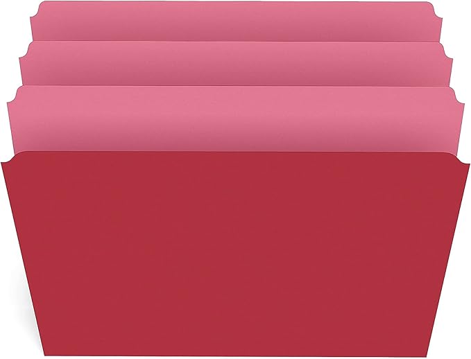 Staples Straight‑Cut Top‑Tab File Folders, Letter Size, Red, Durable Paper Stock, 100/Box