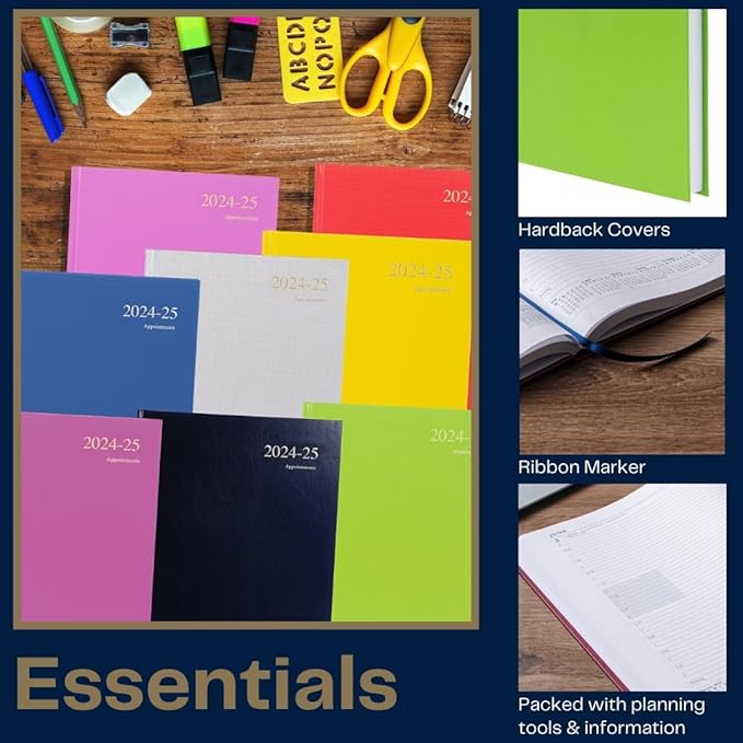 Collins Essential A4 Academic Year 2024-25 Week to View Diary - Dark Blue - Mid Year Academic Planner for Students and Teachers - ESSA43M.65-2425 - July 2024 to July 2025