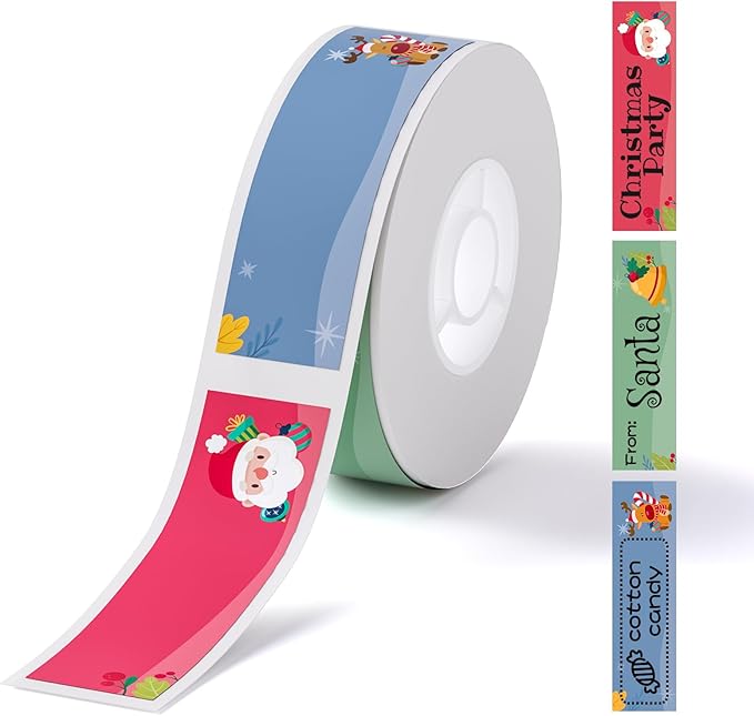 NIIMBOT Christmas Labels for D110/D11/D101 Label Maker,14 x 50 mm (0.55'' x 1.97''), Thermal Label Tape for Christmas Home Office Labeling