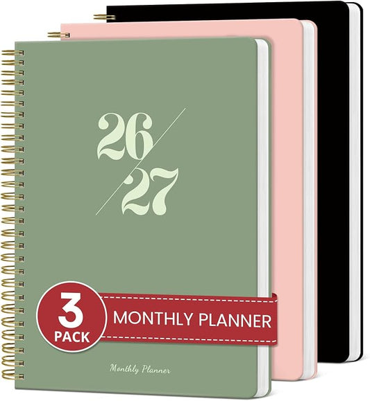 Monthly Planner 2026-2027, 2 Year Months Calendar Planner 2026-2027, Runs from July 2026 - December 2027, 7" x 10", 18 Months, Perfect for School Office Home Planning - Black Green Pink
