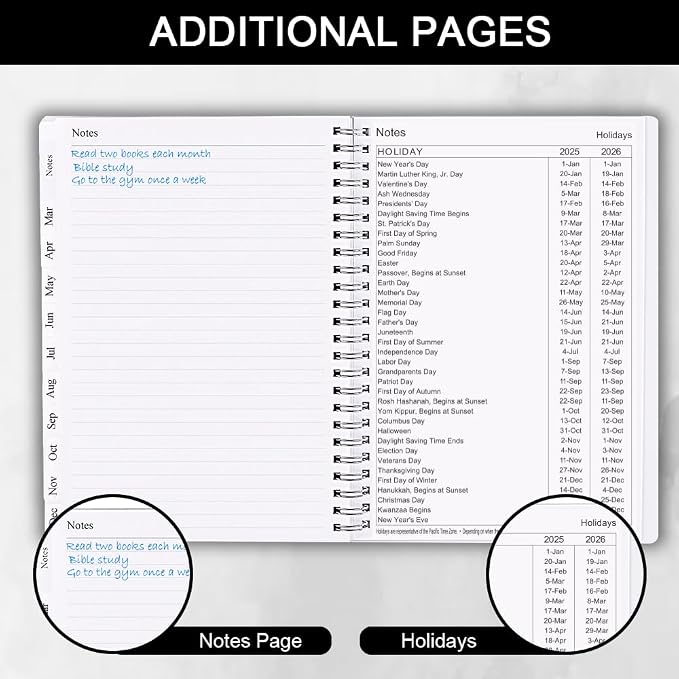 Cheericome Planner 2026-2027, Monthly Weekly Planner Runs January 2026 to June 2027, 26-27 Planners with PP Cover and Elastic Bond, 18 Month, Black Monthly Planner Calendar