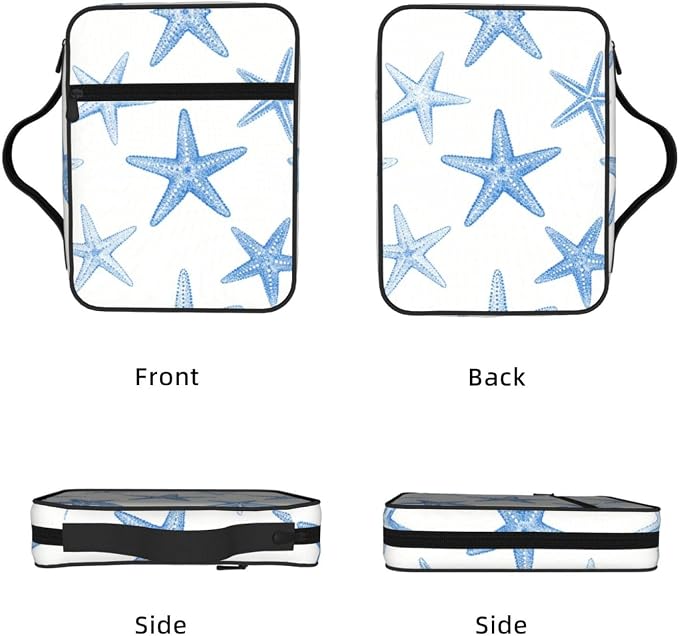 Summer Beach Starfish Ocean Blue and White Bible Cover Case Carrying Book Protector Case Bible Study Supplies Accessories Holder Case Christian Gift for Women Men