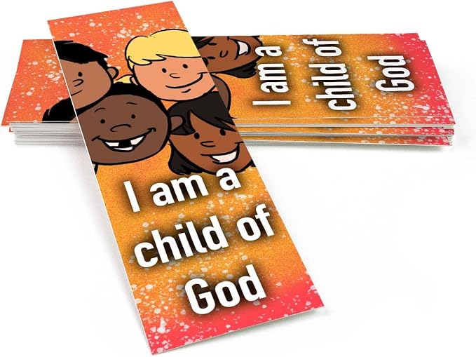 I am a Child of God, John 1:12, Bulk Pack of 25 Christian Bookmarks for Kids, Childrens Bible Verse Book Markers, Sunday School Prizes with Memory Verses, Scripture Gifts for Kids & Youth