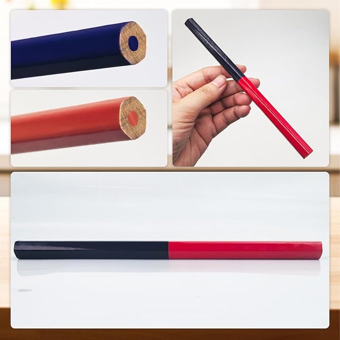 Flylin Carpenter Pencils, 20-Pack Dual-Ended Red and Blue Erasable Colored Pencil Set, Giant HB Marking Pencils for Wood and Construction