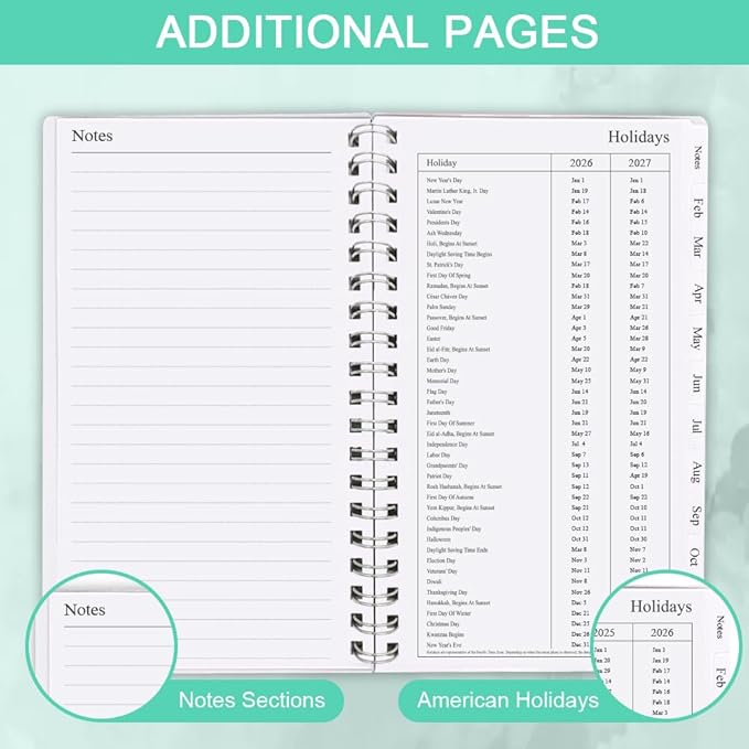 2026 Pocket Planner, A6 Weekly Planner with Monthly Tabs, Run January 2026-December 2026, Elastic Closure, Twin-Wire Binding, Easy to Organize Your Daily Life, 3.75 x 6.75 In, Pocket Planners 2026, Teal