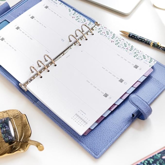 Filofax Calendar Diary Refill, A5 Size, Week-to-View, Garden Minimal Diary Pack, Multilingual: Five Languages, 2026 (C68592-26)