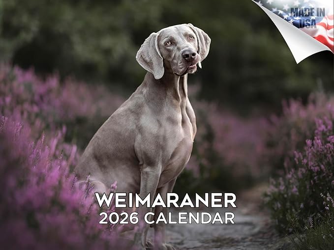 2025 2026 Weimaraner Calendar - Dog Breed Monthly Wall Calendar - 12" x 18" Open - Thick No-Bleed Paper - Giftable - Academic Teacher's Planner Calendar Organizing & Planning - Made in USA