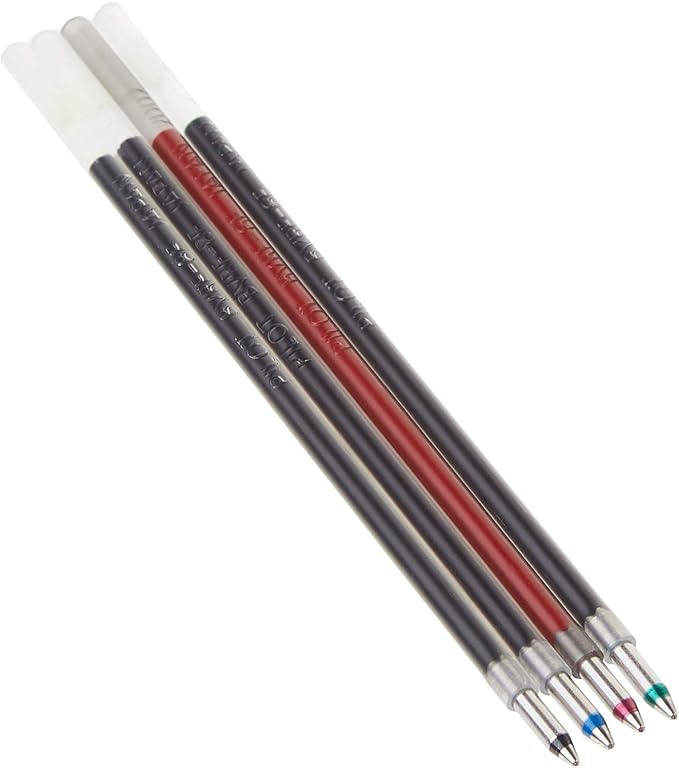 PILOT Dr. Grip 4+1 Multi-Function Ballpoint Ink Refills, Fine Point, Black/Red/Blue/Green Inks, Assorted Colors,4 Count (Pack of 1) (77154)