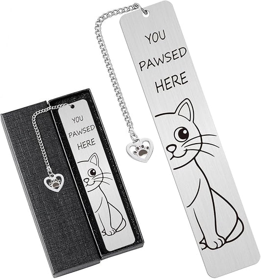Cute Cat Gifts, Funny Cat Metal Bookmark for Reading Women, Book Accessories for Girls Cat Lovers, Retirement Gift for Women Book Lovers Men Friends