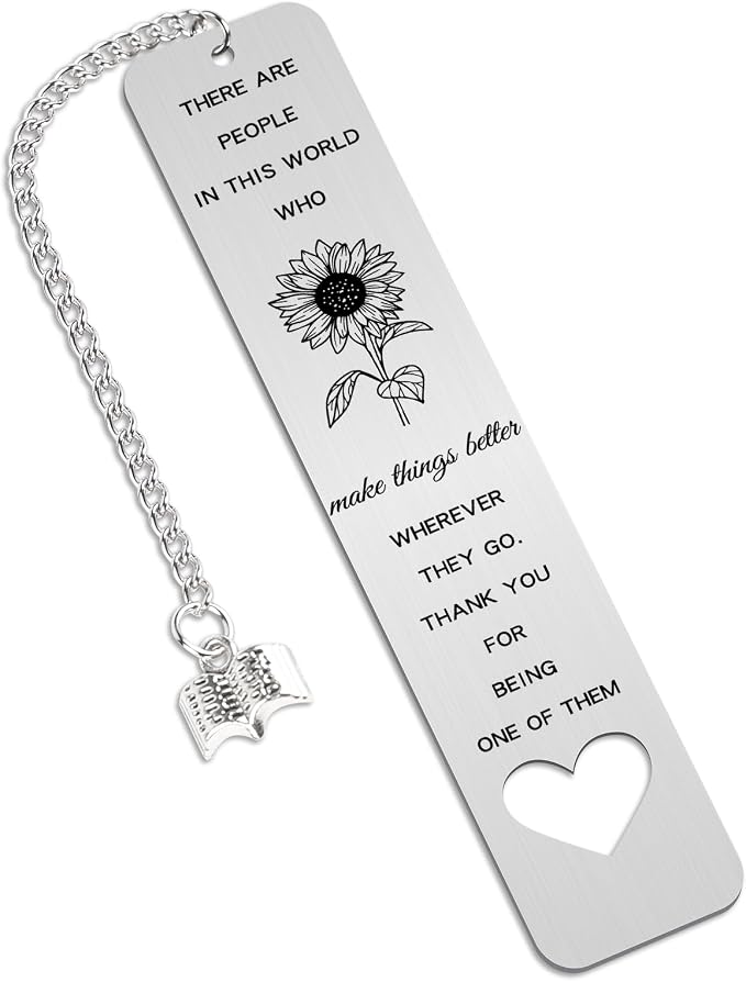 Sunflower Bookmark Gifts for Women - Metal Sunflower Book Marks with Book Chain for Book Lovers Back to School Coming Age Gifts for Him Her Students Teachers