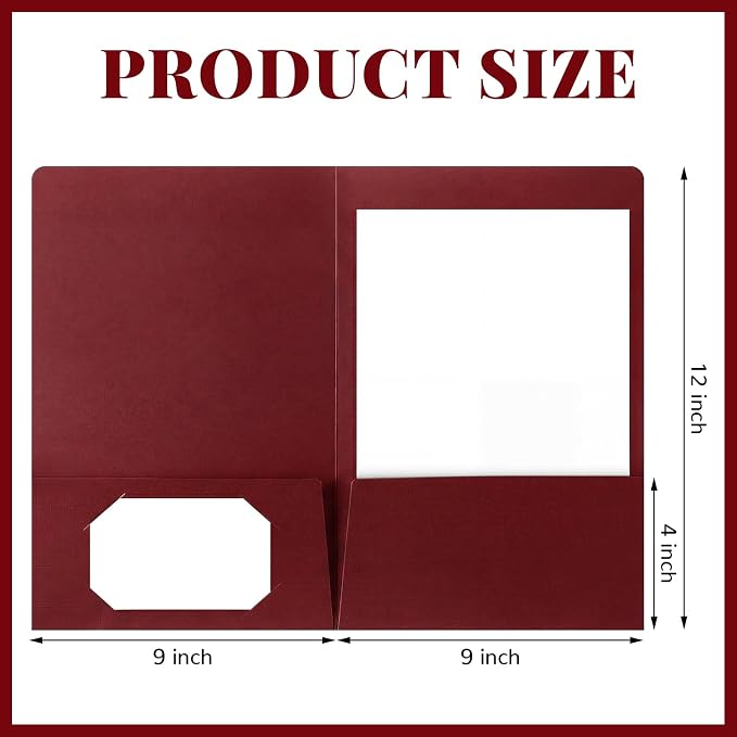Affrolling 50 Pack 6 x 9 Inch Welcome Pocket Folders Church Visitor Welcome Folder Presentation Folder Employee File Folders for Weddings, Party, Conference, Seminars, Bar Mitzvah(Burgundy Linen)