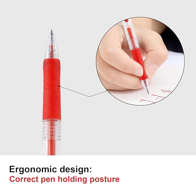 Actsun Red Gel Ink Pens, 12 Pcs, Fine Point, Smooth Writing, Retractable, 0.8 Mm, Gift for Women & Men, Journaling, School & Office Supplies