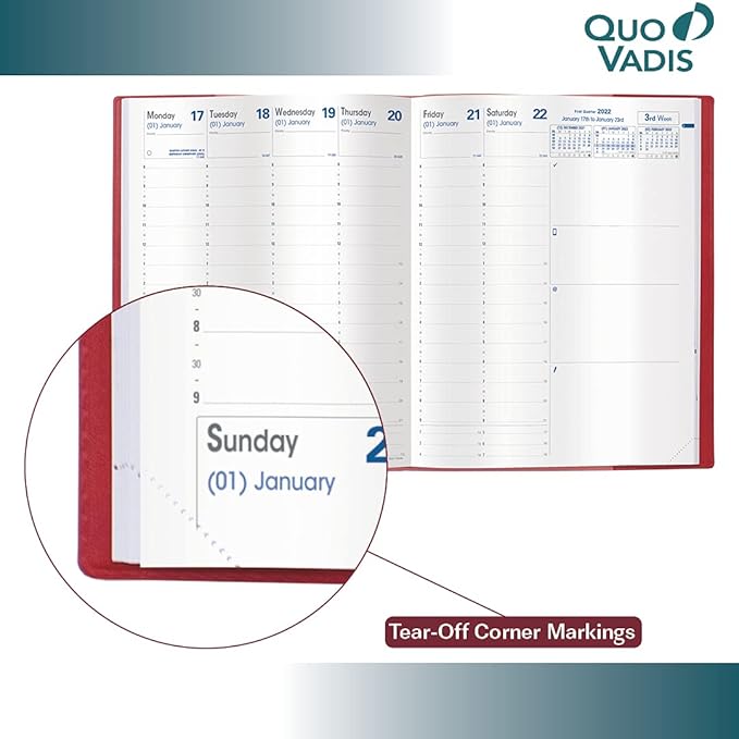 Quo Vadis 2024 President - Weekly/Monthly Planner - 13 Months, Dec. to Dec. - 8 1/4 x 10 1/2" - Smooth Faux Leather Soho Black - Time Management Appointment Organizer