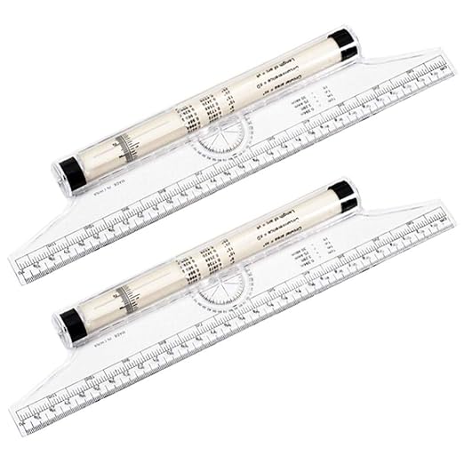 12 Inch Slide Ruler for Mathematics - 2 Pack Multifunctional Drawing & Rolling Ruler, Balancing Scale for Students, Artists, Architects, Engineers