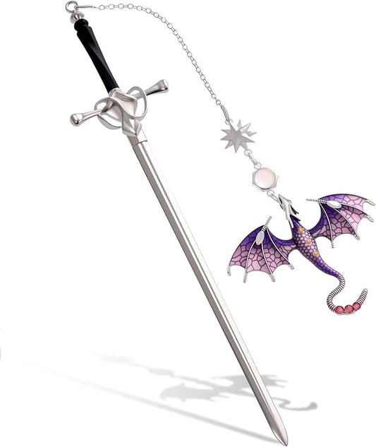 Fourth Wing Personalized Unique Fantasy Dragon Sword Metal Bookmark Book Marks for Reading Teacher Men Women Book Lovers Appreciation Graduation Birthday Retirement Friend Gifts