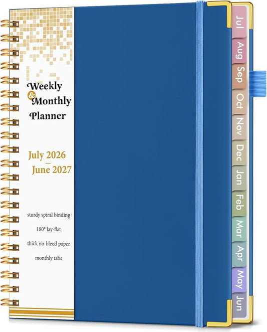 Academic Planner 2026-2027, Hardcover Weekly and Monthly Calendar Planner from July 2026 - June 2027, Daily Agenda Planners with Tabs, College School Organizer for Student Teacher, A4 (8.5" x 11"), Night Sky Blue