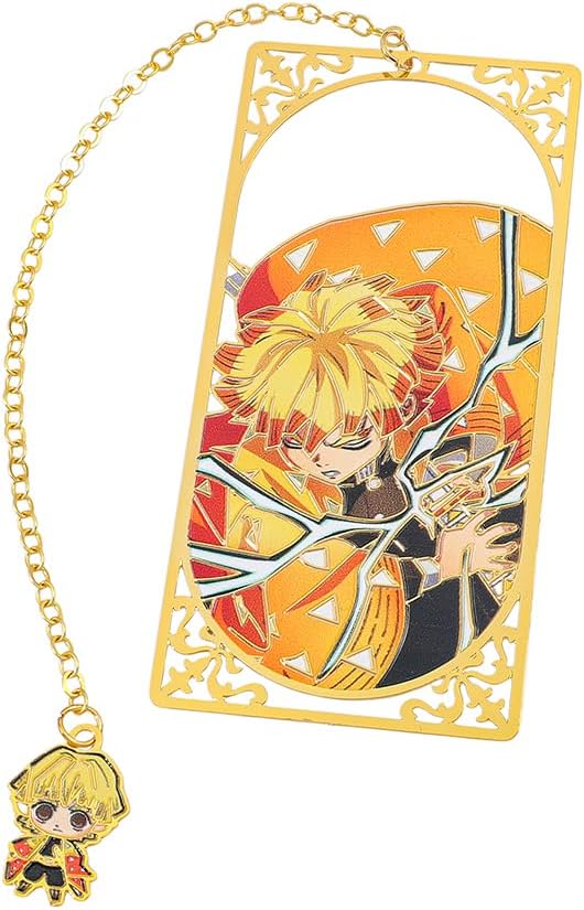 Demon Kamado Bookmark Page Mark, Anime Tanjiron Zenitsu Giyuu Kyoujurou Figure Reading Tool, Stationery Gifts for Reading Lovers Bookworm (Style C)