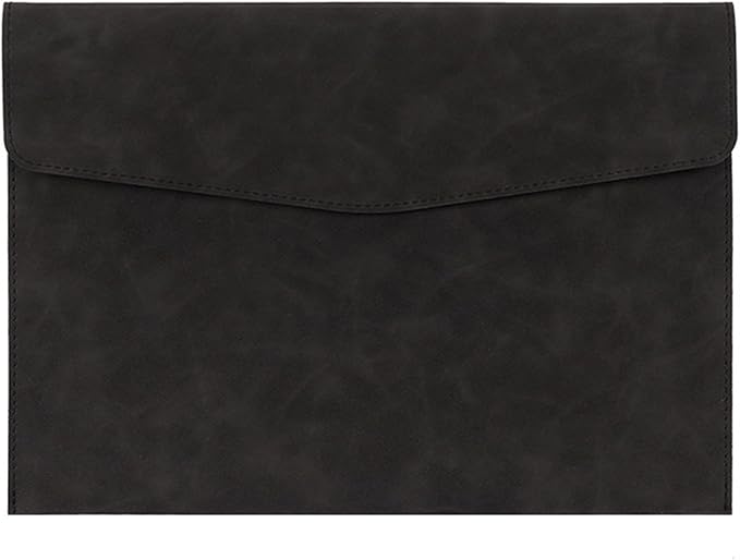 PU Leather Document File Folder,Thin A4 Folder Envelope File Organizer Storage Bag, Receipt Contract Case with Magnetic Closure (Black)