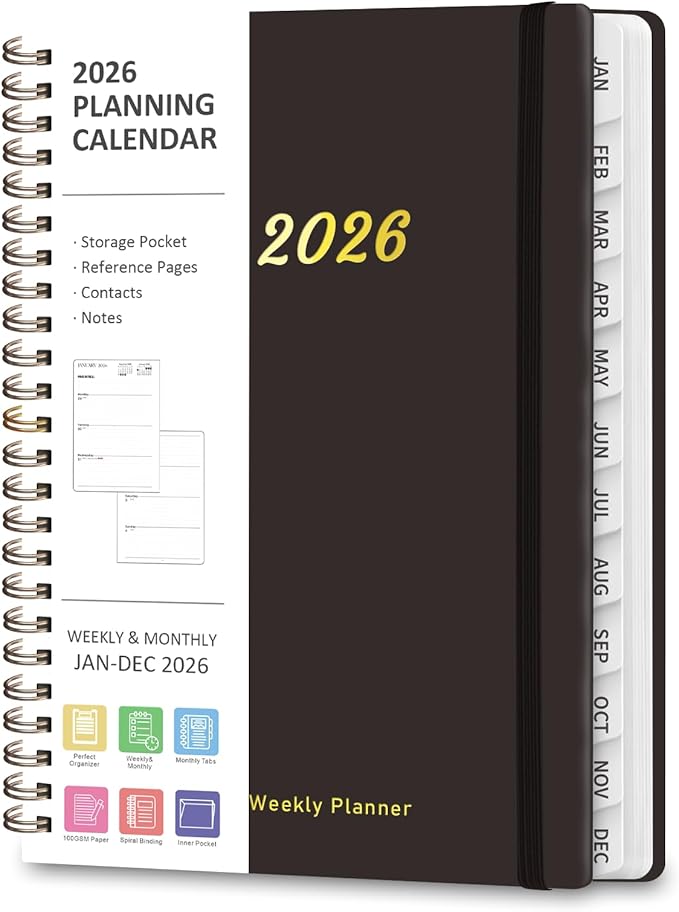 2026 Planner, Weekly and Monthly Calendar Planning Agenda, Jan 2026 - Dec 2026, Academic Planner Book, Desk Accessories and Office Supplies for women & men - A5 (6.3'' x 8.5'')