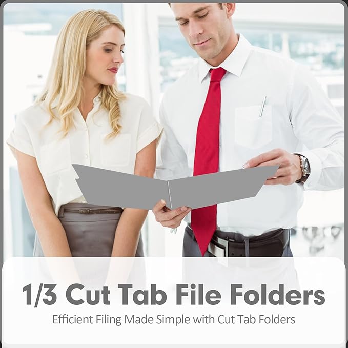File Folder, PANDRI 120 Pack File Folder, 1/3 Cut Tab, Letter Size, Filing Folder for Office School Business, Grey