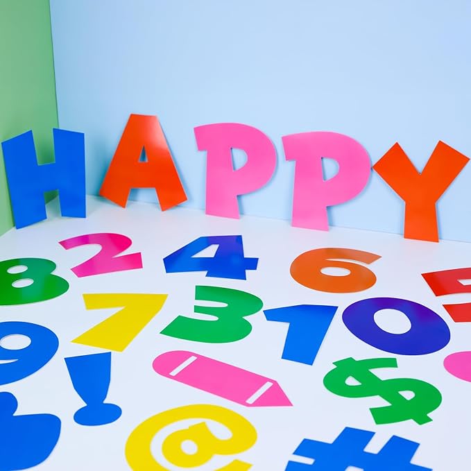 249 Pcs Bulletin Board Letters Set, 4 Inch Colorful Alphabet Numbers & Punctuation Cutouts with Adhesive Dots for Classroom Wall & School Decor (Colorful)