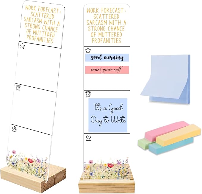Sticky Note Holder Acrylic Monitor Memo Board Desk Organizers and Accessories Desk Decor Post It Note Holder with 200Pcs Sticky Notes Funny Office Desk Sign