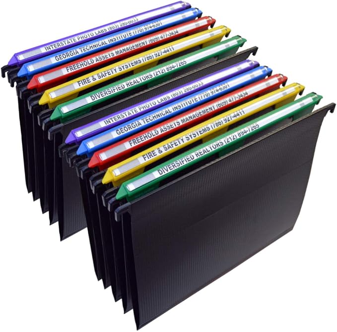 Ultimate Office MagniFile Hanging File Folders V Base Letter Size with 11 inch Magnified Indexes that Double The Size of Your File Titles to Find Files Fast. (Set of 10 Assorted)